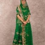 Emerald Green Salma Work Poshak | Aari & Sequins Work on Bamber Satin | Jaipurio Designer Collection